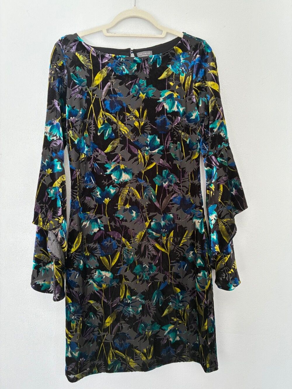 The Limited Collection velvet burnout floral bell sleeve dress in black